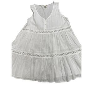 "C & C" Linen Blend SZ L Midi Summer Dress/Long Shirt Dainty Cottage Core Purity